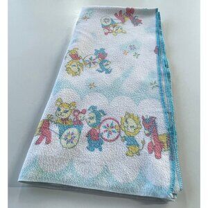 Vintage 60s baby blanket, nostalgia childhood flannel security blankie